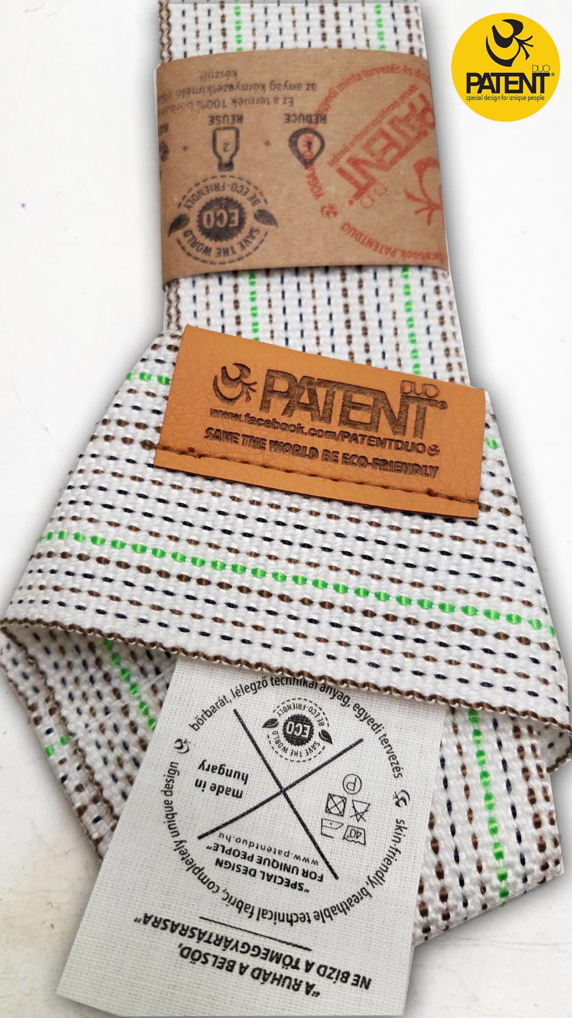PATENTDUO 2in1 - jóga heveder és matractartó együtt RECYCLING fonalból